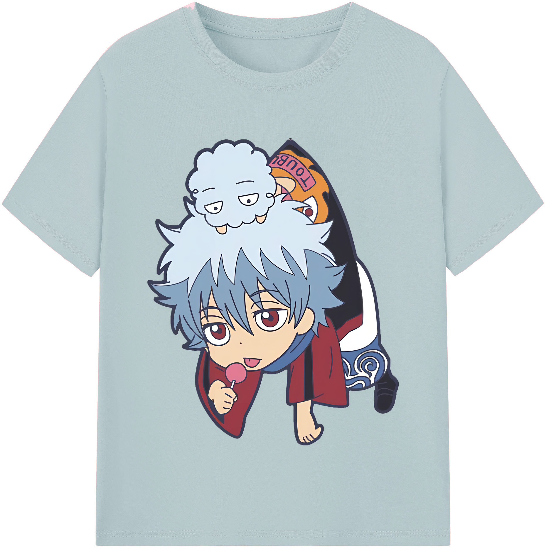 （画像用） ぎんたま 坂田銀時（さかたぎんとき） 神楽 志村新八（しむら しんぱち） GINTAMA Sakata Gintoki Kagura Shimura Shinpachi 綿100％半袖Tシャツ（フロントプリント）